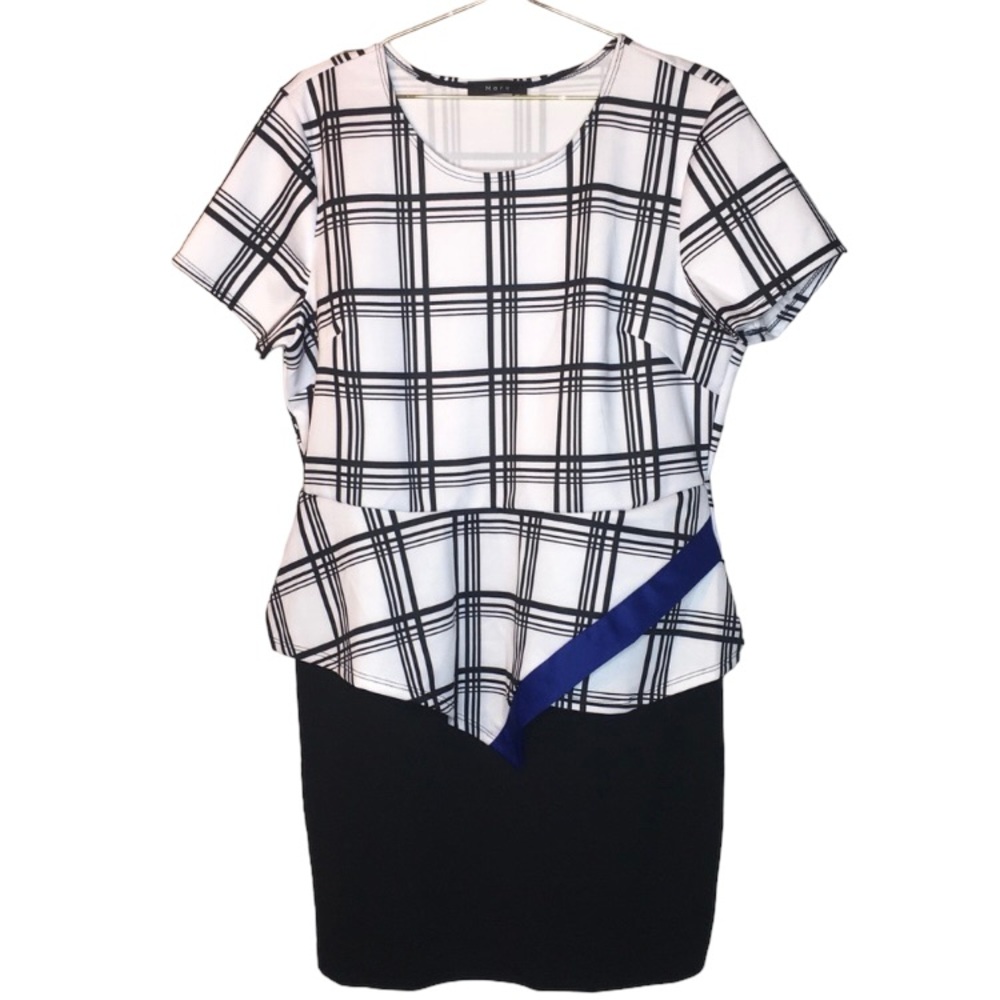 MARU Window Pane Peplum Dress XXL